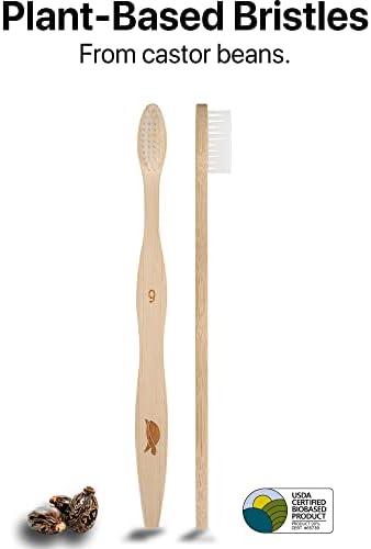 Plant-Based Bristles Soft Bamboo Toothbrushes for Sea Turtles Preservation (10 Pack) | Individually Sealed Sea Turtle F