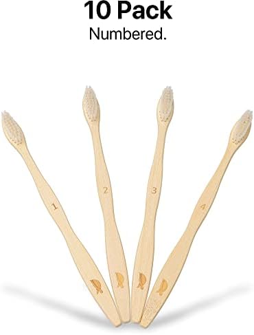 Plant-Based Bristles Soft Bamboo Toothbrushes for Sea Turtles Preservation (10 Pack) | Individually Sealed Sea Turtle F