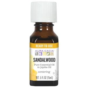 Aura Cacia Sandalwood Essential Oil for Skin Care and Centering Aura Cacia Sandalwood Essential Oil Jojoba Oil 0.5 fl.