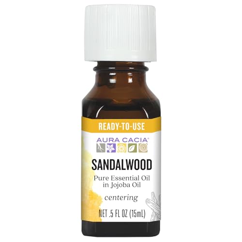 Aura Cacia Sandalwood Essential Oil for Skin Care and Centering Aura Cacia Sandalwood Essential Oil Jojoba Oil 0.5 fl.