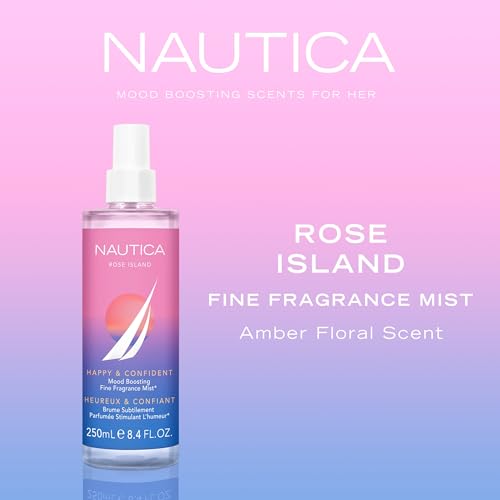 Nautica For Her Rose Island Eau De Parfum, Long Lasting & Mood-Boosting Women's Perfume, 1.6 Fl Oz Vegan Formula