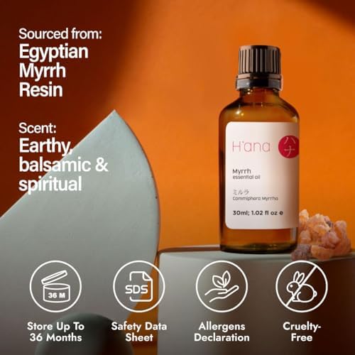 H'ana Sandalwood Essential Oil - 1.02 Fl Oz - for Hair and Skin, Aromatherapy, DIY Soap Making - ClimatePartner Certifie