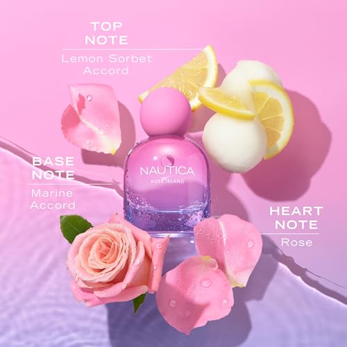 Nautica For Her Rose Island Eau De Parfum, Long Lasting & Mood-Boosting Women's Perfume, 1.6 Fl Oz Vegan Formula