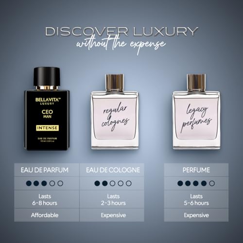 BellaVita Men's Long-Lasting Eau De Parfum | Natural Notes for Men | |4 fl.oz | Fresh Perfume | Oriental Fragrance