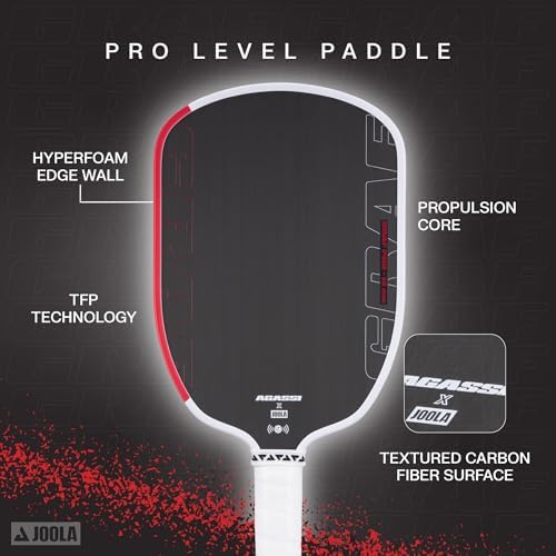 JOOLA Agassi PRO IV 14mm Pickleball Paddle - Carbon Fiber Surface Increases Spin & Control for Experts | JOOLA Agassi P