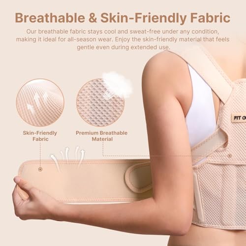 Fit Geno Posture Corrector for Women: Neck Shoulder & Upper Back Pain Relief - Adjustable Lightweight Brace for Improved