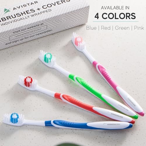 Bulk Individually Wrapped Toothbrushes Red Green Blue Pink for Travelers and Families | Long Lasting 3+ Months Disposab