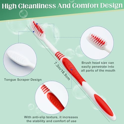 Bulk Disposable Travel Toothbrushes Pack - Soft Bristle Good Cleaning for Kids, Adult & Elderly | 50 Pcs Individually W