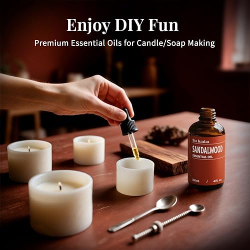 Sujuaba Sandalwood Oil for Diffuser and Skincare 4 Fl Oz - 100% Natural Aromatherapy Oil - Perfect for Relaxation and DI