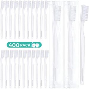 400 Pack Individually Wrapped Disposable Toothbrush for Adults and Travelers, White | Hard Bristle 400 Pack Bulk Dispos