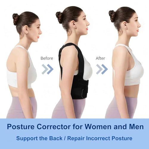 Women and Men Posture Corrector, Adjustable Full Back Support for Upper and Lower Back Pain Relief, Shoulder Straighten