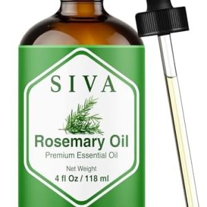 Siva Rosemary Essential Oil - 100% Natural Rosemary Oil – for Skin Care, Hair Care, Aromatherapy - 4 Fl Oz with Dropper