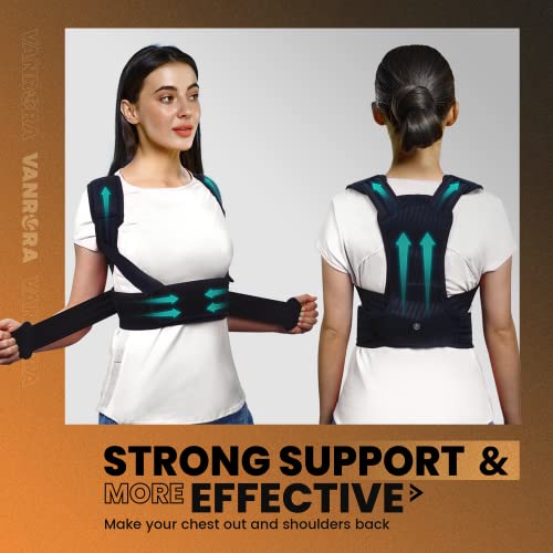VANRORA Posture Corrector for Men and Women, Fully Adjustable Back Brace | Back Brace Fully Adjustable & Comfy by VANRO