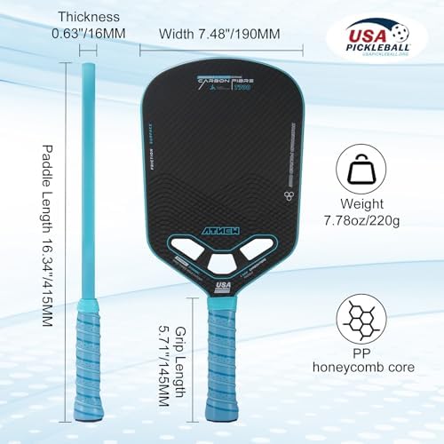 High Performance 3K Carbon Fiber Pickleball Paddle T700 for Advanced Players in Tournamens | USAPA Approved 16MM Thermo