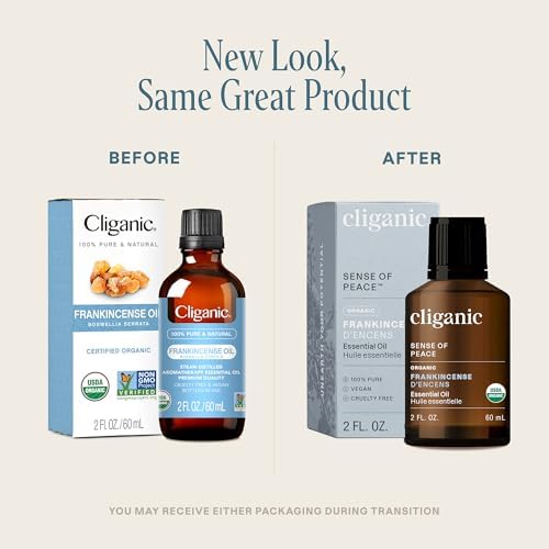 Cliganic Organic Frankincense Essential Oil - Boswellia Serrata, 100% Pure Natural Undiluted, for Stress Relief and Rela