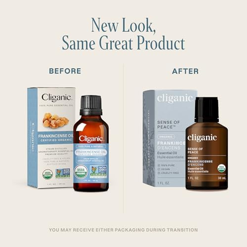 Cliganic Organic Frankincense Essential Oil - Boswellia Serrata, 100% Pure Natural Undiluted, for Stress Relief and Rela