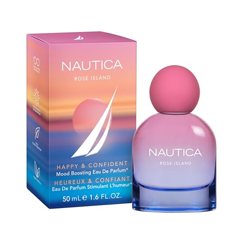 Nautica For Her Rose Island Eau De Parfum, Long Lasting & Mood-Boosting Women's Perfume, 1.6 Fl Oz Vegan Formula