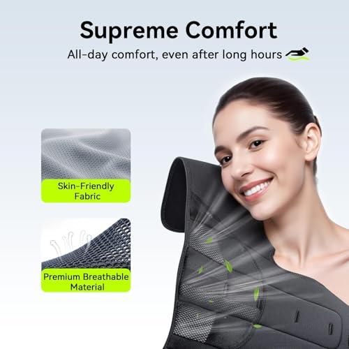 Posture Corrector for Women & Men, Upgraded Support & Breathable Mesh Adjustable Back Brace, Full Back Support for Back