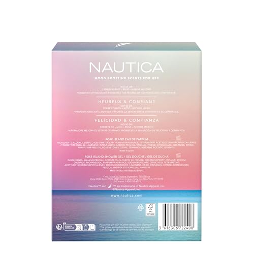 Nautica For Her Rose Island Eau De Parfum, Long Lasting & Mood-Boosting Women's Perfume, 1.6 Fl Oz Vegan Formula
