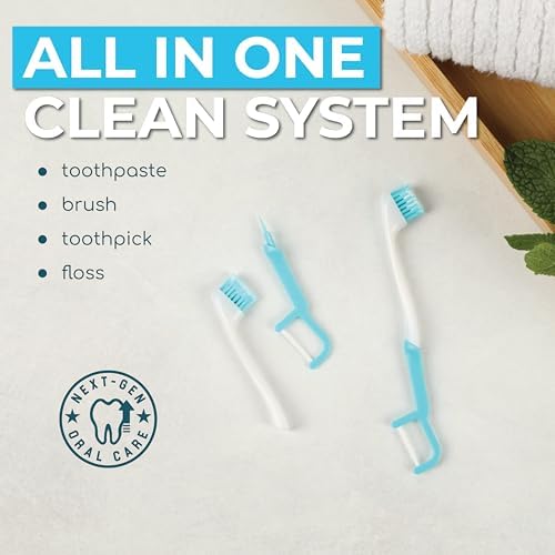 The Evolution Oral Care Prepasted Whitening Toothbrushes - 4-in-1 (Paste + Brush + Floss + Pick) - Individually Wrapped