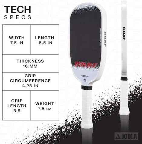 JOOLA Agassi PRO IV 14mm Pickleball Paddle - Carbon Fiber Surface Increases Spin & Control for Experts | JOOLA Agassi P