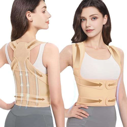 Posture Corrector for Women and Men: Adjustable Back Brace with Full Back Support (Large, Pink) Adjustable Back Brace