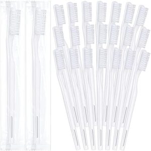 CHENGU 200 Pack Individually Wrapped Disposable Toothbrush for Adults Travel Hotels Donation(White) CHENGU Soft Bristl