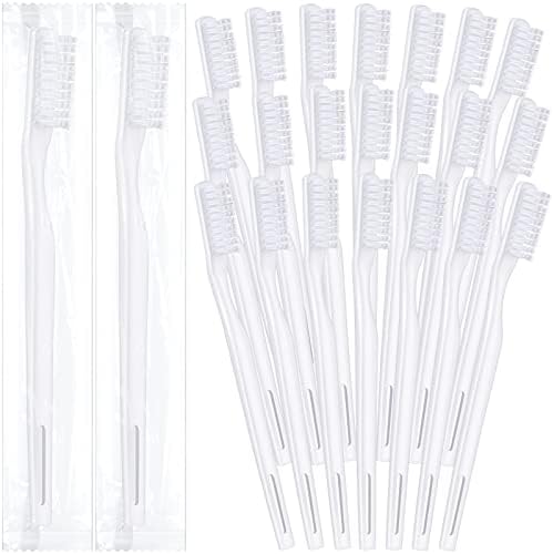 CHENGU 200 Pack Individually Wrapped Disposable Toothbrush for Adults Travel Hotels Donation(White) CHENGU Soft Bristl