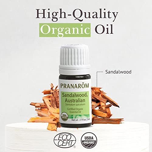 Pranarom USDA Certified Organic Australian Sandalwood Essential Oil for Home Diffusing and Aromatherapy - 5ml Pure Natu