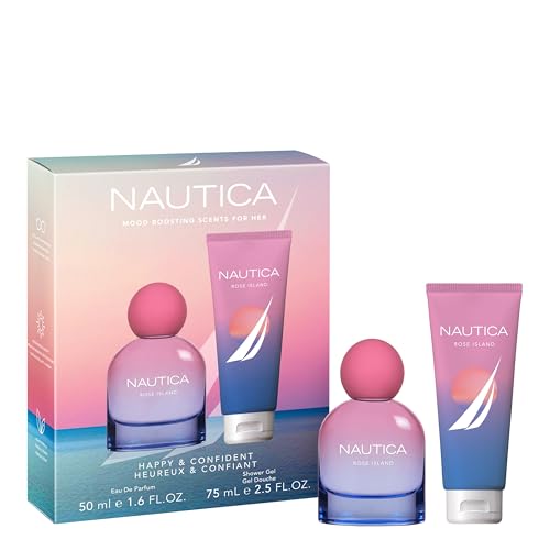 Nautica For Her Rose Island Eau De Parfum, Long Lasting & Mood-Boosting Women's Perfume, 1.6 Fl Oz Vegan Formula