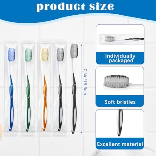 Maxcheck Colorful Prepasted Toothbrushes for Travel and Hotel Use (200 Pack, Blue,Orange,Green,Purple) Maxcheck Prepas