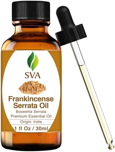 SVA Frankincense Essential Oil - 100% Natural Boswellia Carterii Oil for Aromatherapy and Skin Care - 1 Fl Oz with Dropp