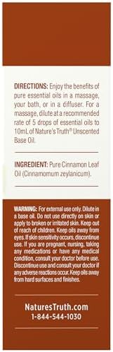Nature's Truth Cinnamon Essential Oil for Diffuser, Aromatherapy and Massage | Pure Plant Based, Non-GMO & Gluten Free |