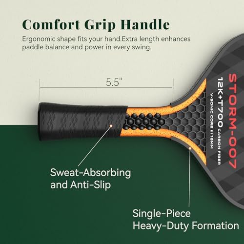 T700 Raw Carbon Fiber Pickleball Paddle for Ultimate Spin & Consistency USAPA ApprovedPremium Pickle Ball Racket with 16