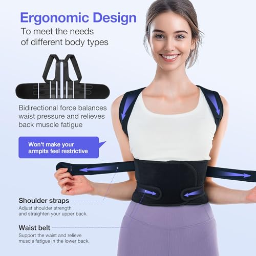 Women's and Men's Posture Corrector with Full Back Brace Support | Adjustable Shoulder Straightener for Back Pain Relie