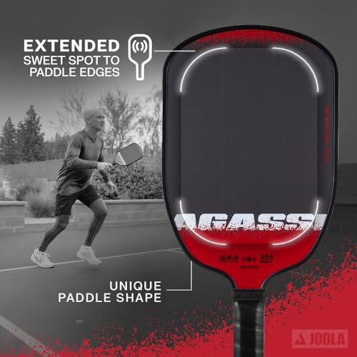 JOOLA Agassi PRO IV 14mm Pickleball Paddle - Carbon Fiber Surface Increases Spin & Control for Experts | JOOLA Agassi P