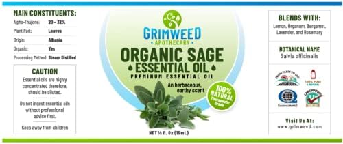 Grimweed Apothecary USDA Organic Cinnamon Essential Oil - Therapeutic Grade - 15mL - Diffuser Oil - 100% All Natural - w