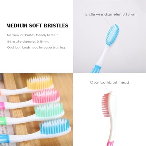 EasyHonor 36 PCS Colorful Manual Disposable Toothbrushes for Adults, Perfect for Travel & Hotels, Ergonomics Handle, Me