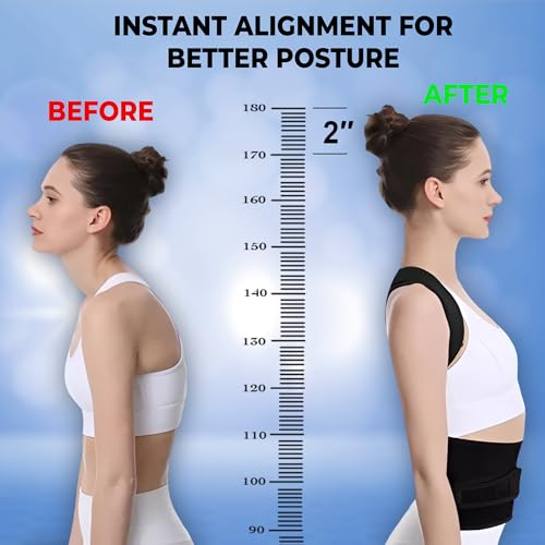 Posture Corrector with Weighted Vest for Women and Men - Full Back Support Shoulder Brace - Adjustable and Breathable De