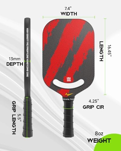 Warping Point Ascent Carbon Fiber Pickleball Racket for Swing Speed and Maneuverability | Aero Throat Carbon Fiber Pick