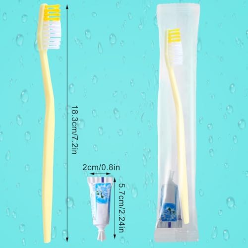 Meekoo 200 Set Disposable Toothbrush with Toothpaste Individually Wrapped Travel Kit for Homeless Nursing Home and Trave