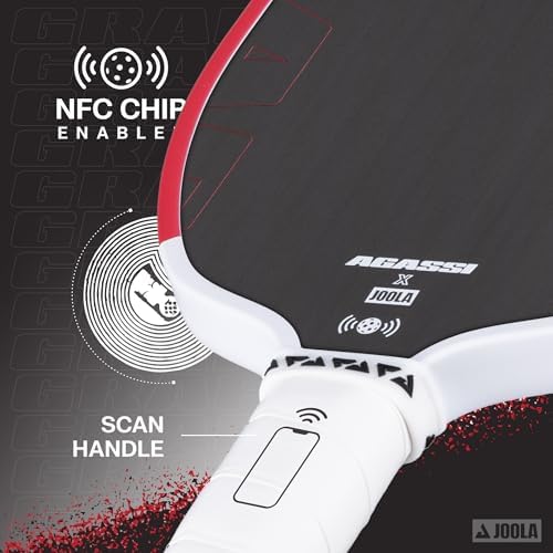 JOOLA Agassi PRO IV 14mm Pickleball Paddle - Carbon Fiber Surface Increases Spin & Control for Experts | JOOLA Agassi P