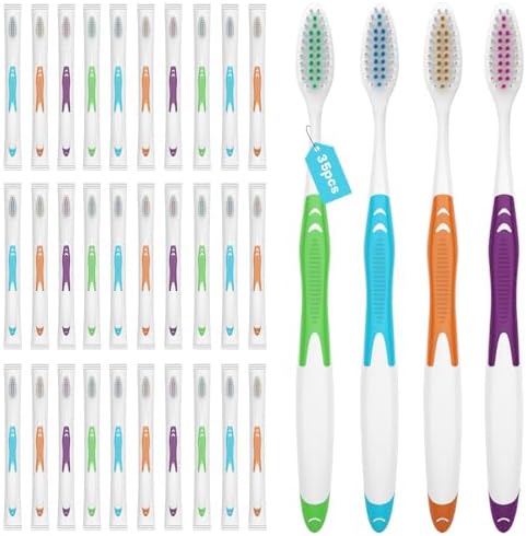 100 Bulk Medium Soft Toothbrushes Pack with Covers for Adults & Kids | Individually Wrapped Disposal Toothbrushes for T