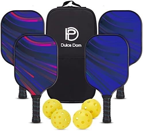 DULCE DOM USAPA Approved Fiberglass/Carbon Fiber Pickleball Paddles Set of 4 for Training | DULCE DOM 4 Indoor Outdoor