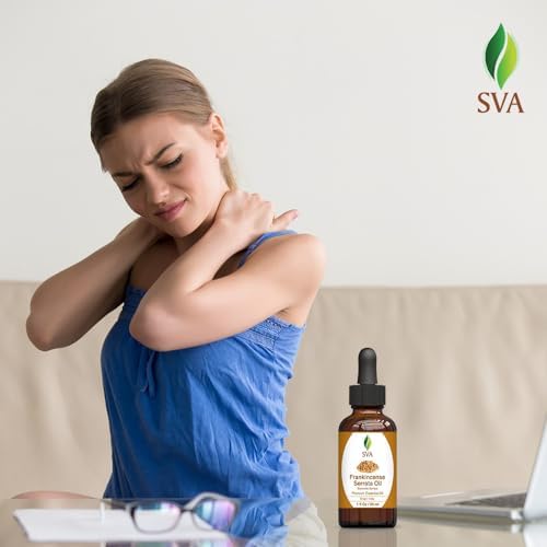 SVA Frankincense Essential Oil - 100% Natural Boswellia Carterii Oil for Aromatherapy and Skin Care - 1 Fl Oz with Dropp