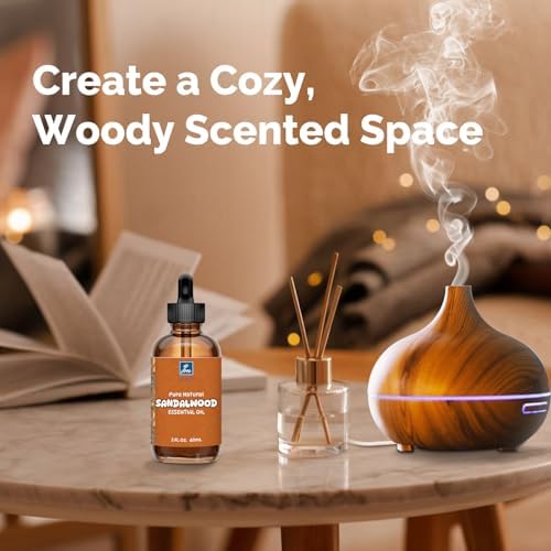 100% Pure Sandalwood Oil for Diffuser, Skin, Hair, & Body | Sandalwood Essential Oil for Men & Women, Aromatherapy & Ma