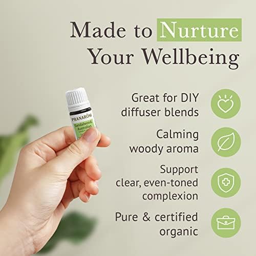 Pranarom USDA Certified Organic Australian Sandalwood Essential Oil for Home Diffusing and Aromatherapy - 5ml Pure Natu
