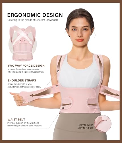 URSEXYLY Back Brace Posture Corrector for Adults, Breathable Shoulder Brace, Upper and Lower Back Pain Relief, Adjustabl