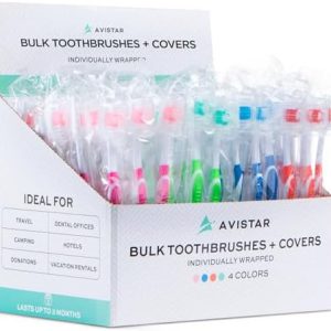 Bulk Individually Wrapped Toothbrushes Red Green Blue Pink for Travelers and Families | Long Lasting 3+ Months Disposab