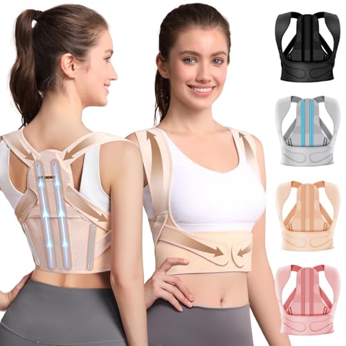 Fit Geno Adjustable Lightweight Upper Back Brace for Women's Neck and Shoulder Pain Relief: Improve Posture and Kyphosis